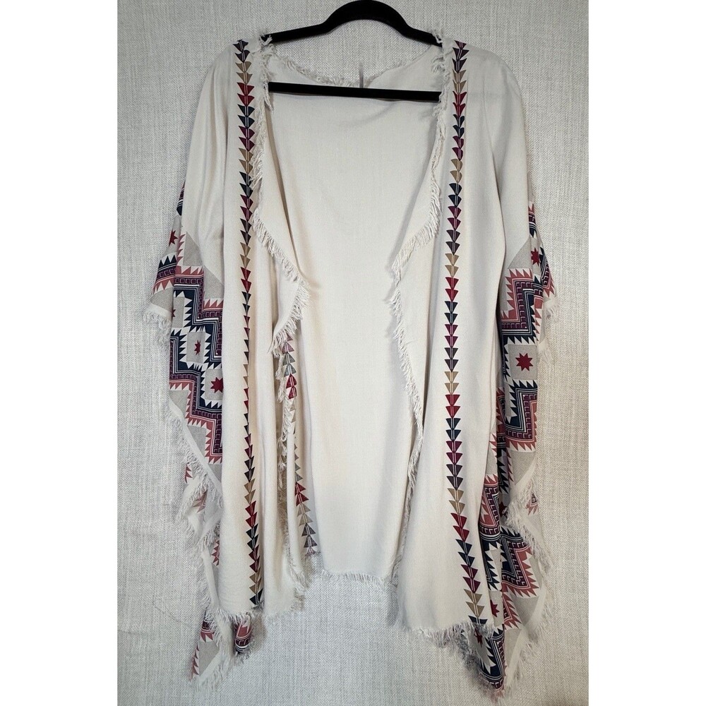Free People Aztec Southwest Fringe Kimono Open Cardigan Jacket Womens One Size